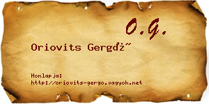 Oriovits Gergő névjegykártya